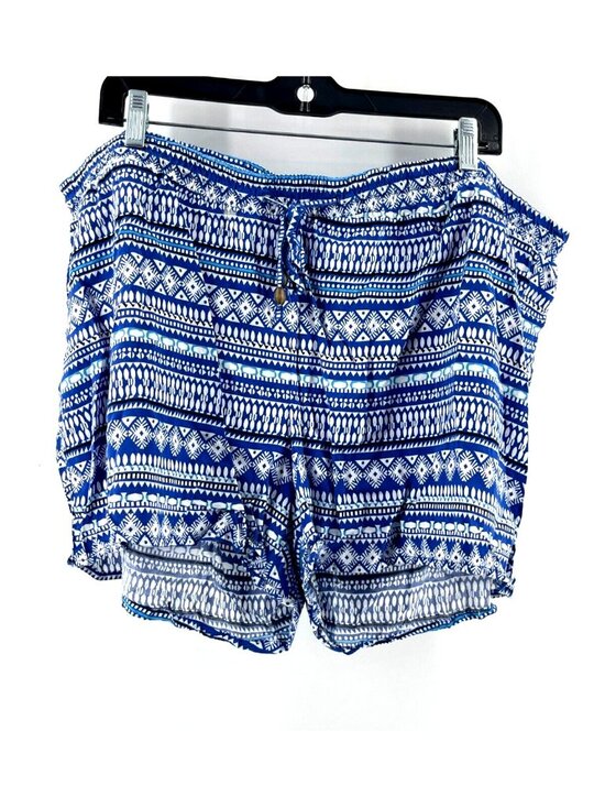 Old Navy Pants - Old Navy Blue White Pattern Pull On Paper Bag Drawstring Waist Shorts Size XXL